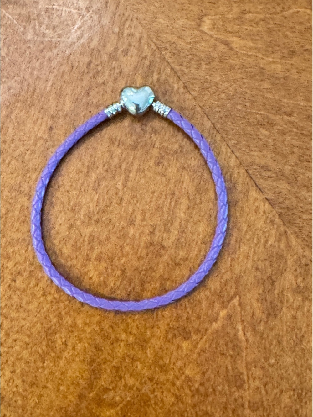 Purple Braided PU Leather Bracelet with Heart Clasp 574